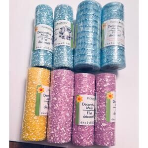 Decorative Mesh Crafting Wreath making Floral Ribbon Blue Pink Yellow 6 in wide